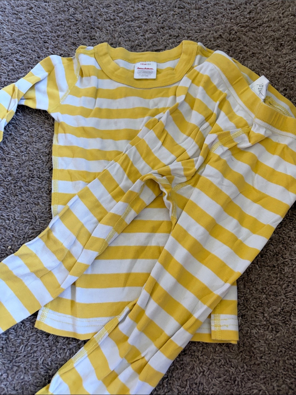 Hanna Andersson Yellow & White Striped Long Sleeve Top